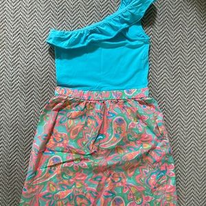 Lilly Pulitzer ruffle top one shoulder mini dress